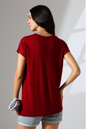 Salaş Bisiklet Yaka T-Shirt 21256 BORDO