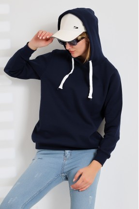 Şardonlu Kapüşonlu Sweatshirt 19491 LACİVERT