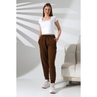 Şardonlu Penye Kompakt Paçası Lastikli Eşofman 21629 KAHVE