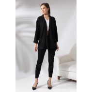 Bürümcük Kumaş Kimono Hırka 21062 SİYAH