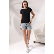 Bisiklet Yaka Kısa Kol Penye Kompakt Likralı Basic T-Shirt 21060 SİYAH