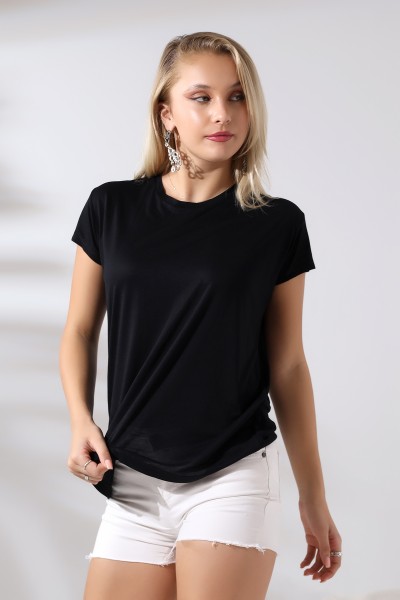 Salaş Bisiklet Yaka T-Shirt 21256 SİYAH