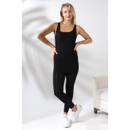 Kadın Karyokalı Uzun Basic Pamuklu Esnek Atlet 19055 SİYAH