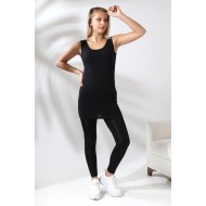 Kadın Uzun Basic Pamuklu Esnek Atlet 20516 SİYAH