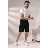 Erkek Cepleri Fermuarlı Kargo Cepli Şort 21526 SİYAH