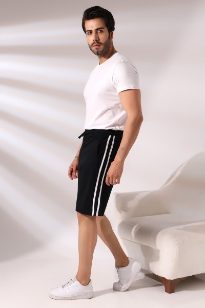 Erkek Çift Şeritli Şort 19630 SİYAH Erkek Çift Şeritli Şort 19630 SİYAH