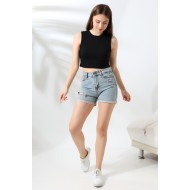 Kolsuz Kompakt Penye Geniş Esnek Crop Atlet 21755 SİYAH