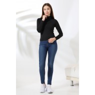 Kadın Mikro Yarım Balıkçı Yaka Uzun Kol Body 21728 SİYAH