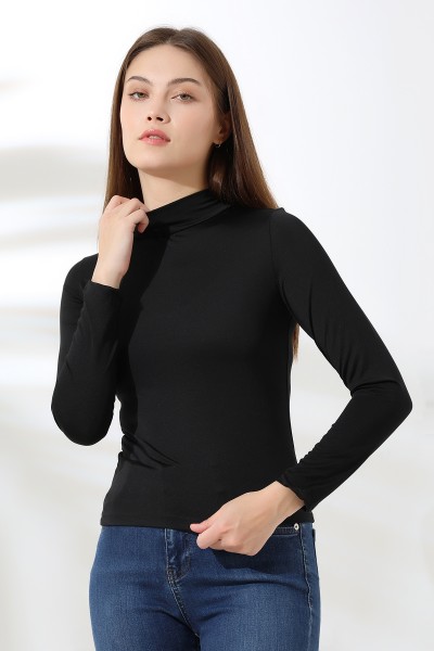 Kadın Mikro Yarım Balıkçı Yaka Uzun Kol Body 21728 SİYAH