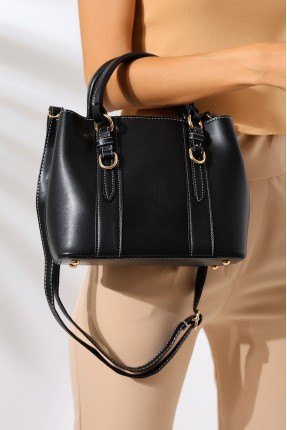 93003  Kadın Askılı Mini Tote Çanta SİYAH