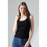 Kalın Askılı Sırtı Kapalı Kolsuz Kadın Atlet 21870 SİYAH