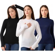 Kadın 3'Lü Paket Parmak Detaylı Body 31756 SİYAH-BEYAZ-LACİVERT