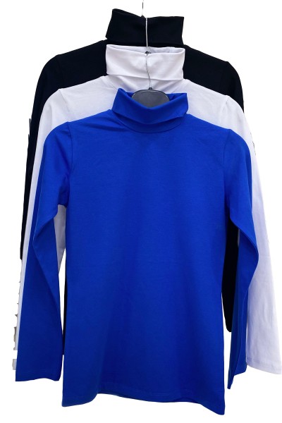 Kadın 3'Lü Paket Balıkçı Yaka Kompakt Penye Esnek Uzun Kol Bluz 39833 SİYAH-BEYAZ-SAKS