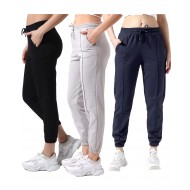 Kadın 3'Lü Paket Önü Çımalı Paçası Lastikli Eşofman Altı 31304 SİYAH-GRİMELANJ-LACİVERT