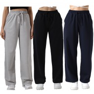 Kadın 3'Lü Paket Salaş Dökümlü Eşofman Altı Pantolon 31566 SİYAH-GRİMELANJ-LACİVERT