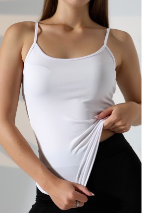 Slim Fit Dar Kesim İnce Askılı U Yaka Yumuşak Dokulu Basic Kadın Body Atlet 22001 BEYAZ
