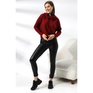 Tarz Yaka Likralı Huvis Sweatshirt 19127 BORDO