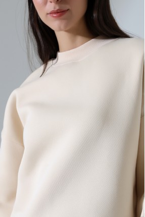 Yarım Balıkçı Yaka Şardonlu Salaş Basic Kadın Oversize Tunik Sweatshirt 21910 TAŞ