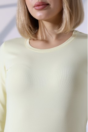 Uzun Kol Bisiklet Yaka Penye Kompakt Body 19646 AÇIK SARI