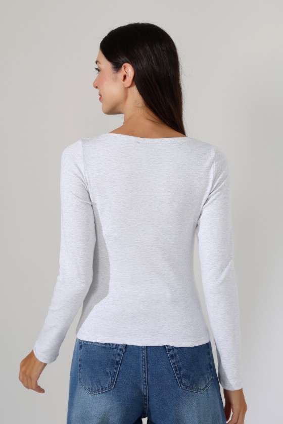Uzun Kollu Kayık Yaka Vücudu Saran Basic Kadın Body T-Shirt 21897 KARMELANJ