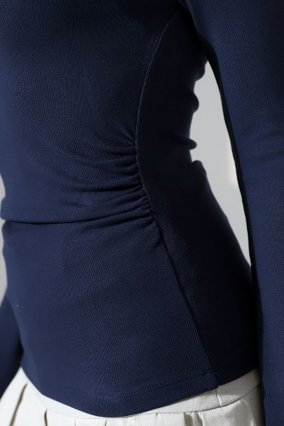 Uzun Kollu Kayık Yaka Yanları Büzgülü Vücuda Oturan Basic Kadın Body T-Shirt 21951 LACİVERT Uzun Kollu Kayık Yaka Yanları Büzgülü Vücuda Oturan Basic Kadın Body T-Shirt 21951 LACİVERT