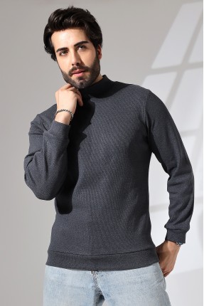 Yarım Balıkçı Kaşkorse Sweatshirt 20362 ANTRASİTMELANJ