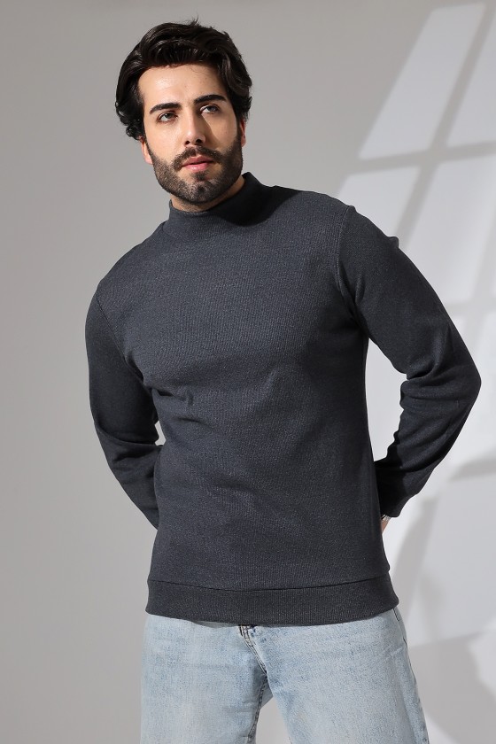 Yarım Balıkçı Kaşkorse Sweatshirt 20362 ANTRASİTMELANJ