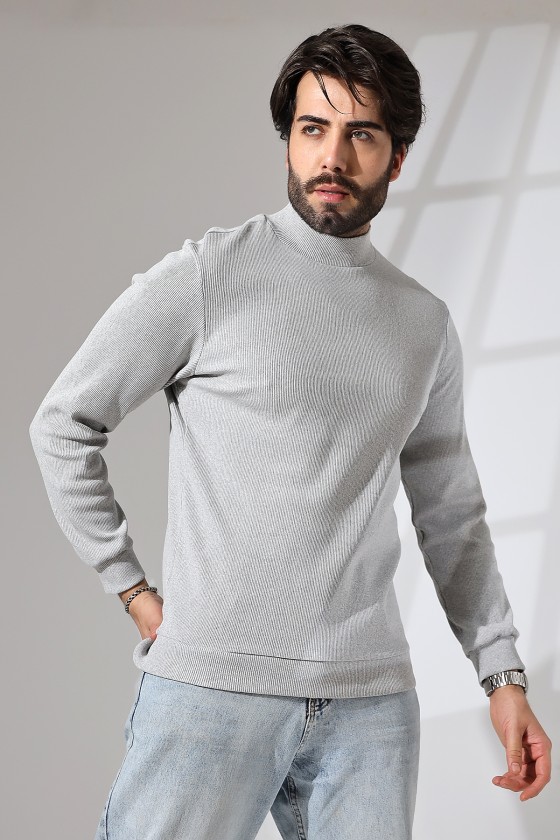 Yarım Balıkçı Kaşkorse Sweatshirt 20362 GRİMELANJ