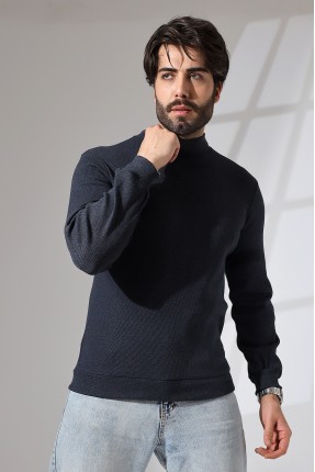 Yarım Balıkçı Kaşkorse Sweatshirt 20362 İNDİGO