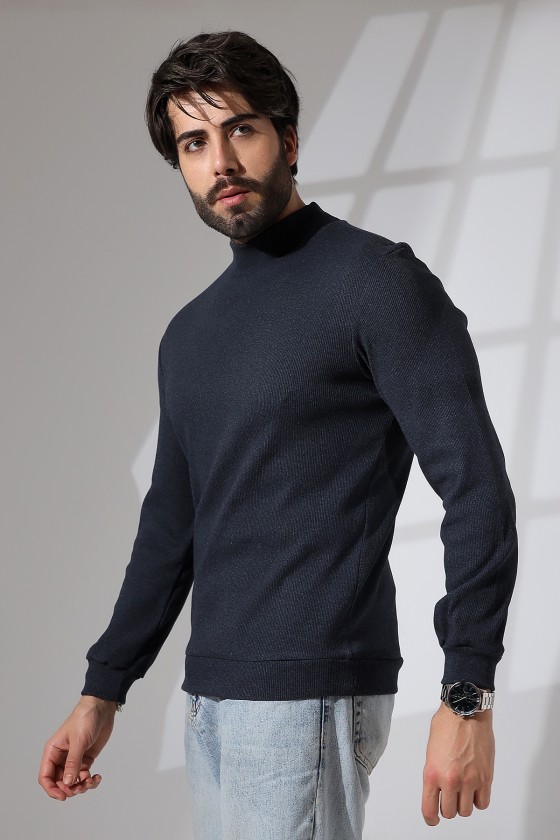 Yarım Balıkçı Kaşkorse Sweatshirt 20362 İNDİGO