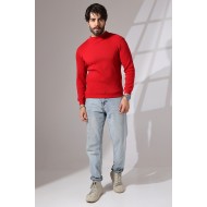 Yarım Balıkçı Kaşkorse Sweatshirt 20362 KIRMIZI
