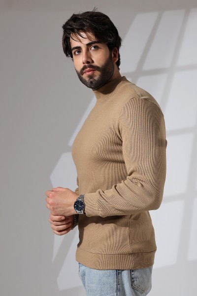 Yarım Balıkçı Kaşkorse Sweatshirt 20362 VİZON Yarım Balıkçı Kaşkorse Sweatshirt 20362 VİZON