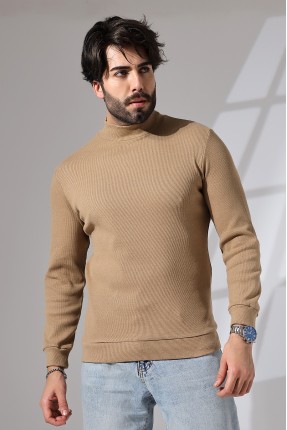 Yarım Balıkçı Kaşkorse Sweatshirt 20362 VİZON