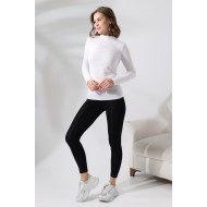 Yarım Balıkçı Kompakt Likralı Yaka Uzun Kol Bluz 19939 BEYAZ