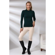 Yarım Balıkçı Kompakt Likralı Yaka Uzun Kol Bluz 19939 KOYU YEŞİL