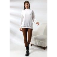 Yarım Balıkçı Yaka Uzun Sweatshirt 19556 EKRU