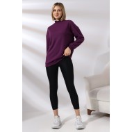 Yarım Balıkçı Yaka Uzun Sweatshirt 19556 MÜRDÜM